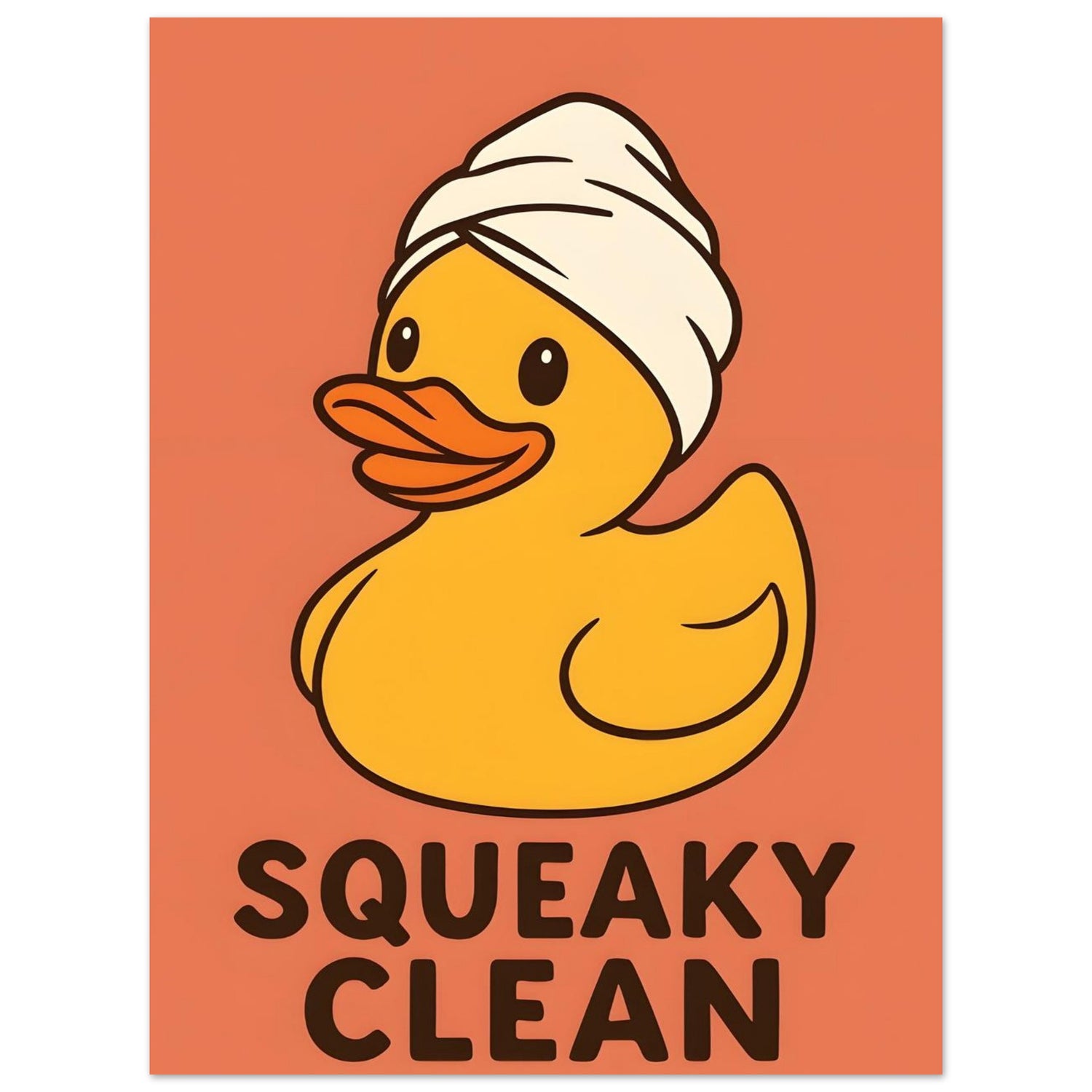 Squeaky Clean Poster - Fun Bathroom Art - Perfect for Home Decor 15x20 cm 6x8″ Orange