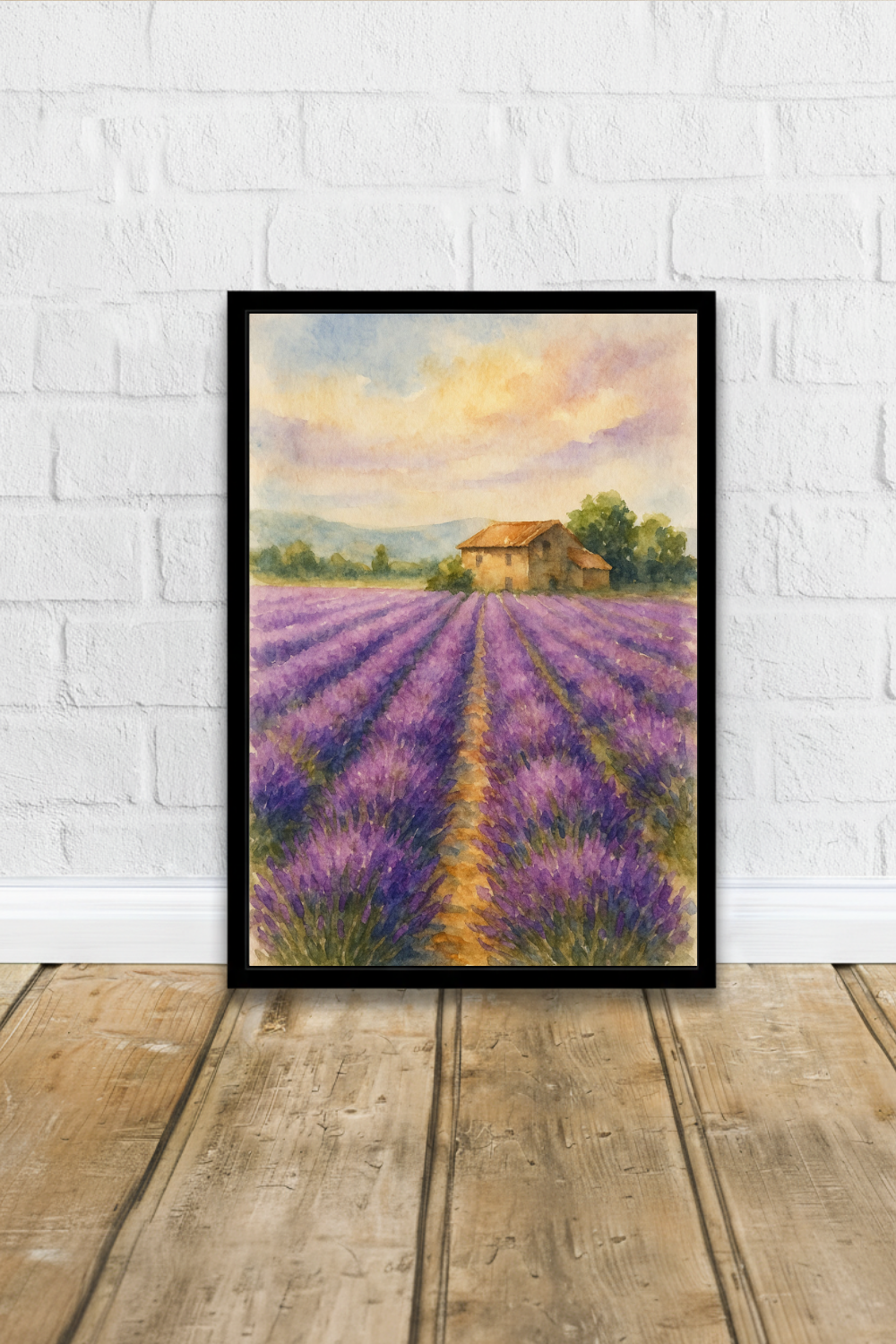 Lavender Fields Provence Watercolour Print - France Travel Wall Art