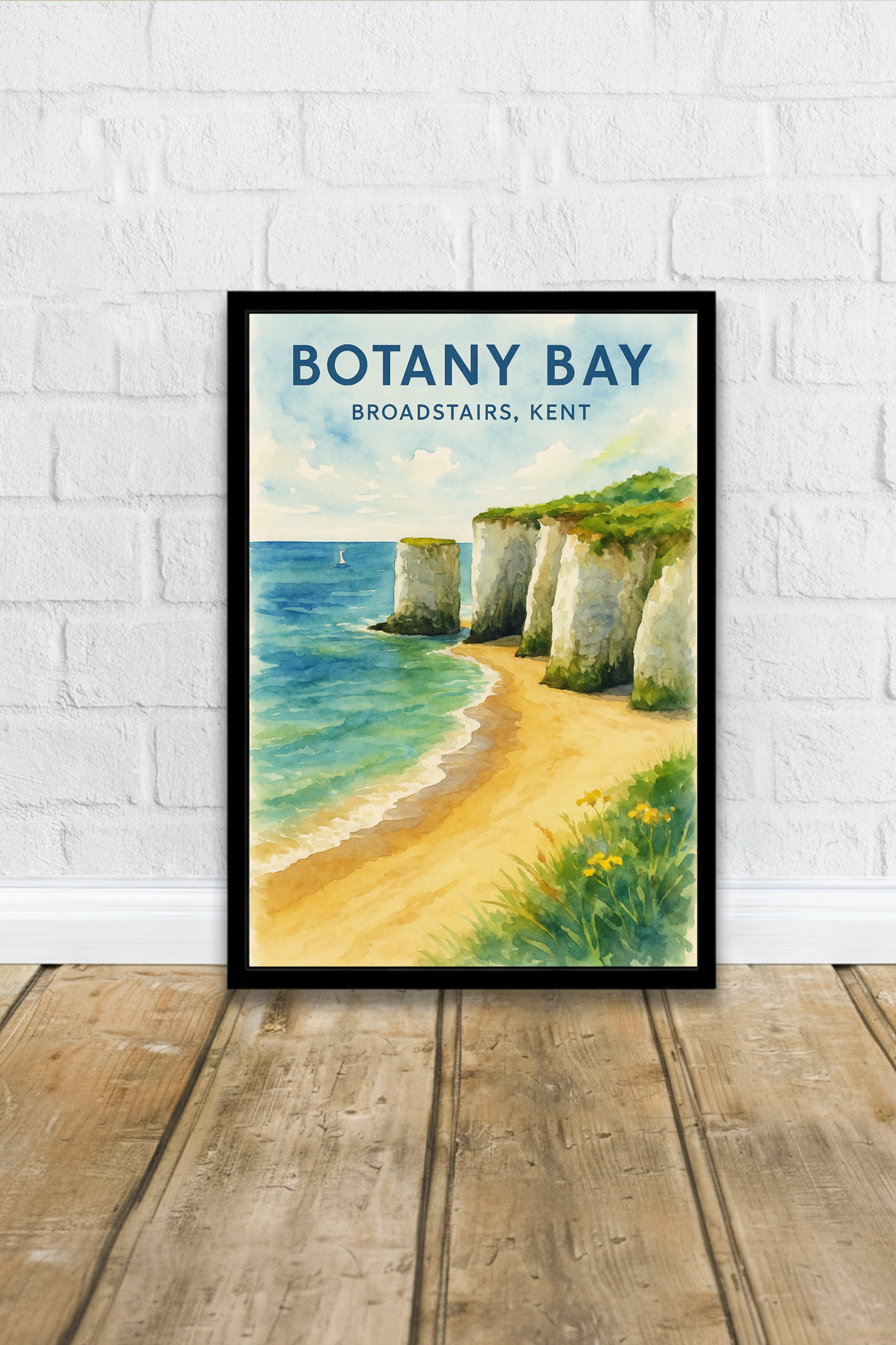 Botany Bay - Broadstairs Poster - Watercolor - Bedroom Art, Office Art, Wall Art, Living Room Poster, Kitchen Art Decor, Travel Print