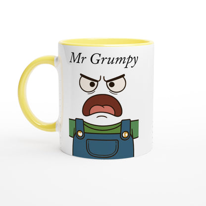 Mr Grumpy Mug - Fun 11oz Ceramic Coffee Cup - Perfect Gift for Dad, Friends &amp; Co-workers Ceramic Yellow