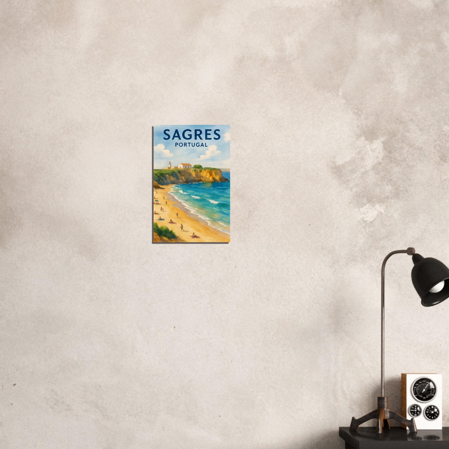 Sagres Portugal Beach Art Print – Coastal Watercolor Poster, Unframed Travel Wall Art in A3/A4 Sizes 28x43 cm XL (11x17″)