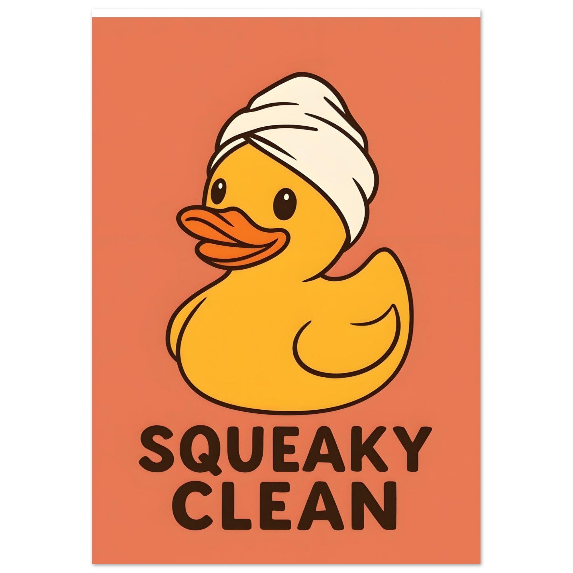 Squeaky Clean Poster - Fun Bathroom Art - Perfect for Home Decor 70x100 cm 28x40″ Orange