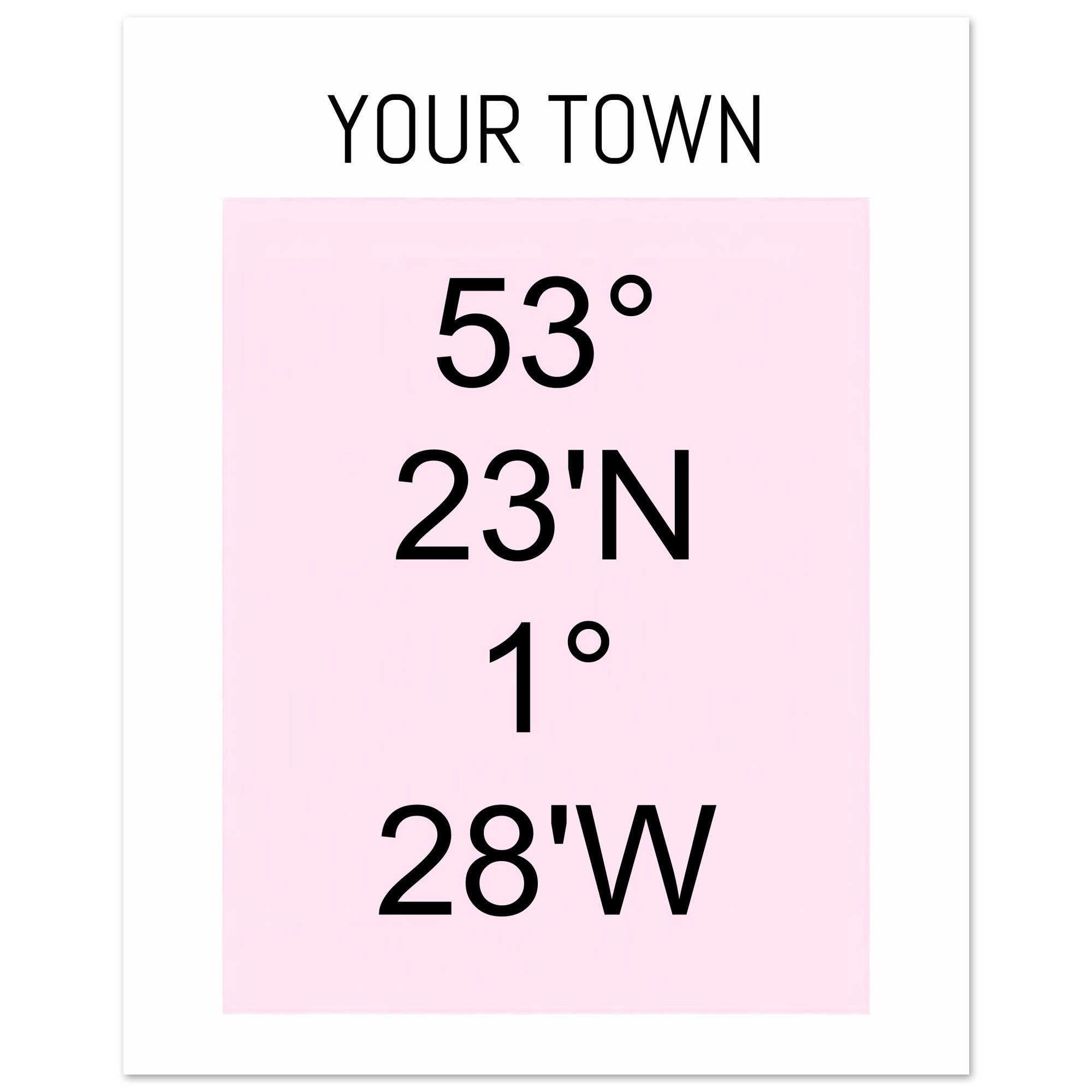 Personalized Map or Custom Location Coordinates Poster Print | Minimalist Unframed Wall Art Decor A3 A4 A5 40x50 cm 16x20″ Black and Pink