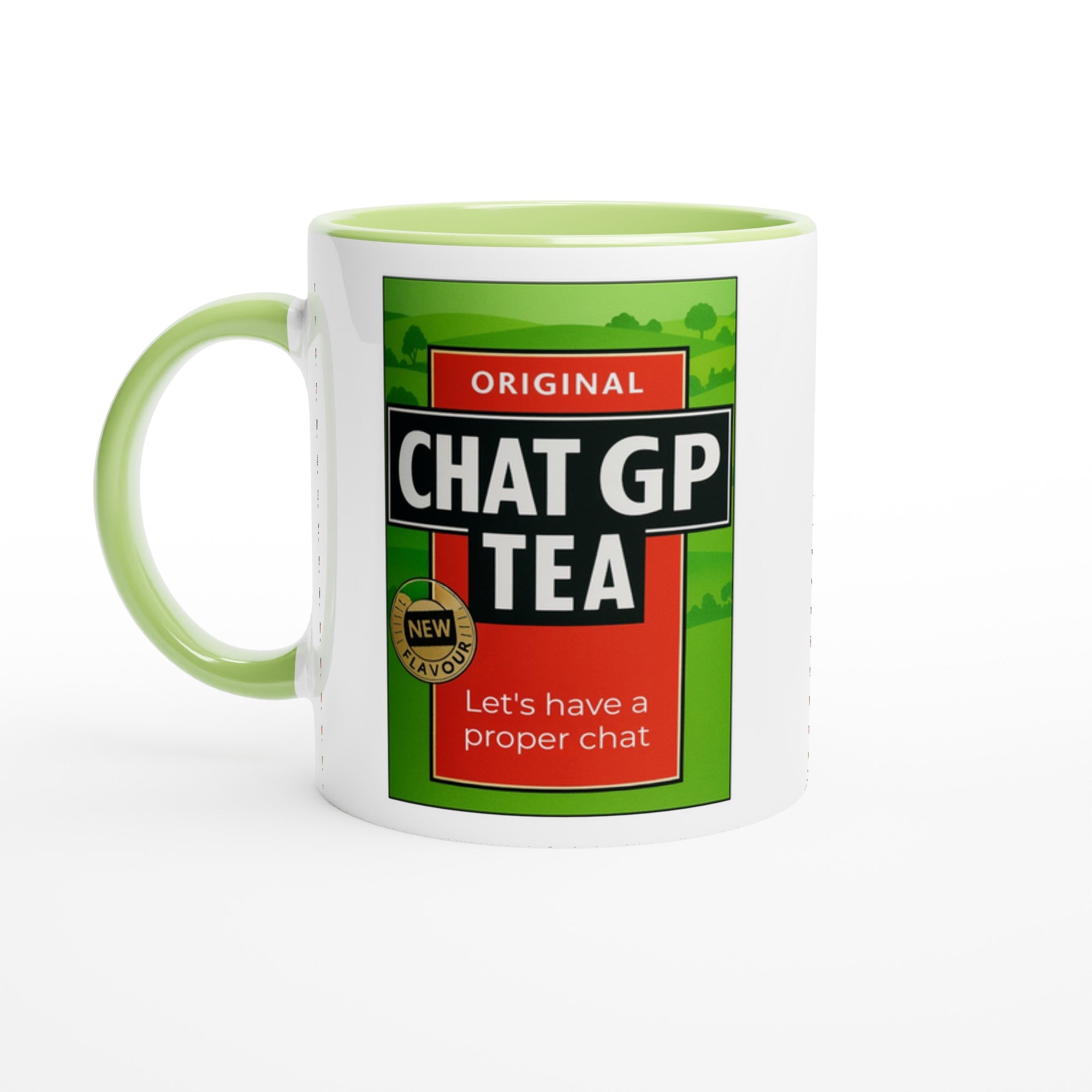 Chat GP Tea Mug - Humorous 11oz Coffee Cup for Tea Lovers &amp; ChatGPT AI Fans Ceramic Green