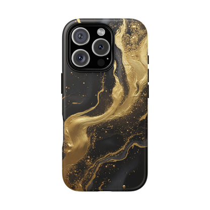 Golden Flow - Black &amp; Gold Marble Luxe Phone Case iPhone 16 Pro Matte