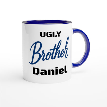 Brother Mug - Blue Brush Script Mug with Heart – Blue Calligraphy 11oz Coffee Cup – Gift for Brother, Birthday or Everyday Surprise