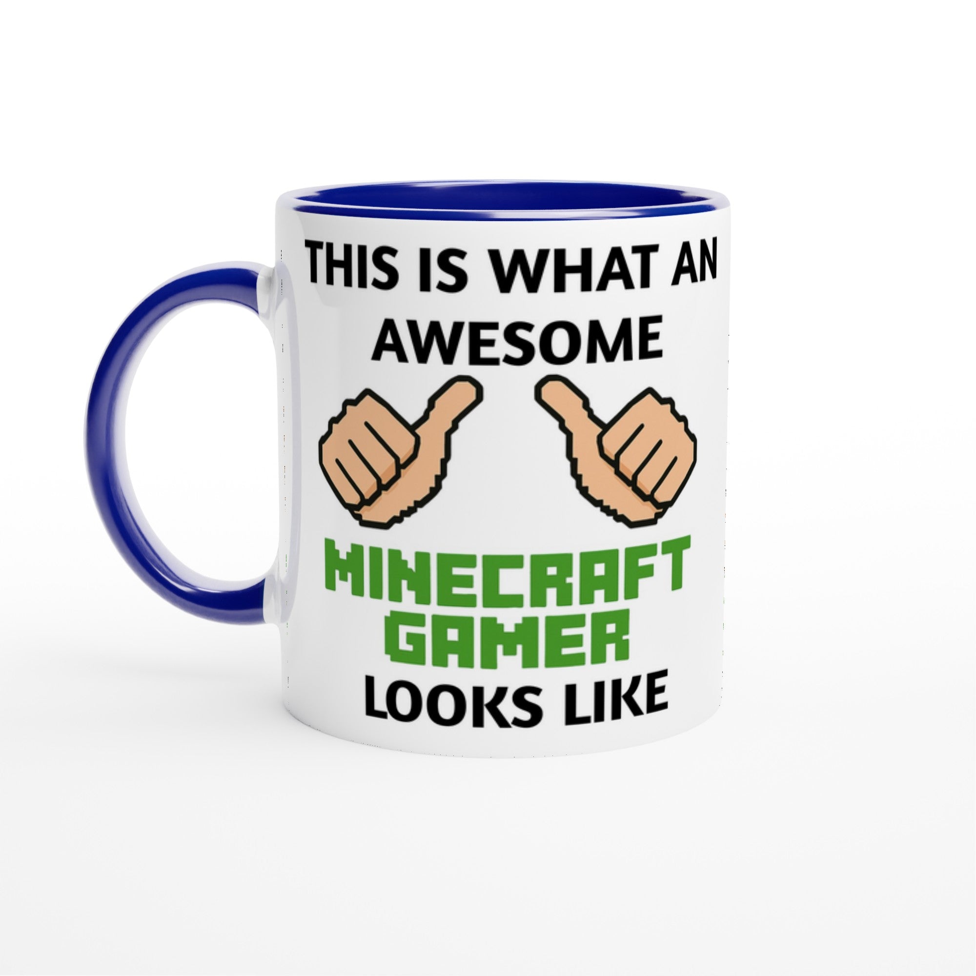 Minecraft Gamer Mug - 11oz Coffee Cup Gift for Kids &amp; Teens Ceramic Blue