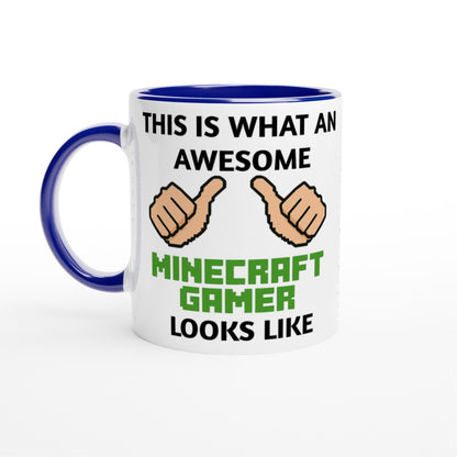 Minecraft Gamer Mug - 11oz Coffee Cup Gift for Kids &amp; Teens Ceramic Blue