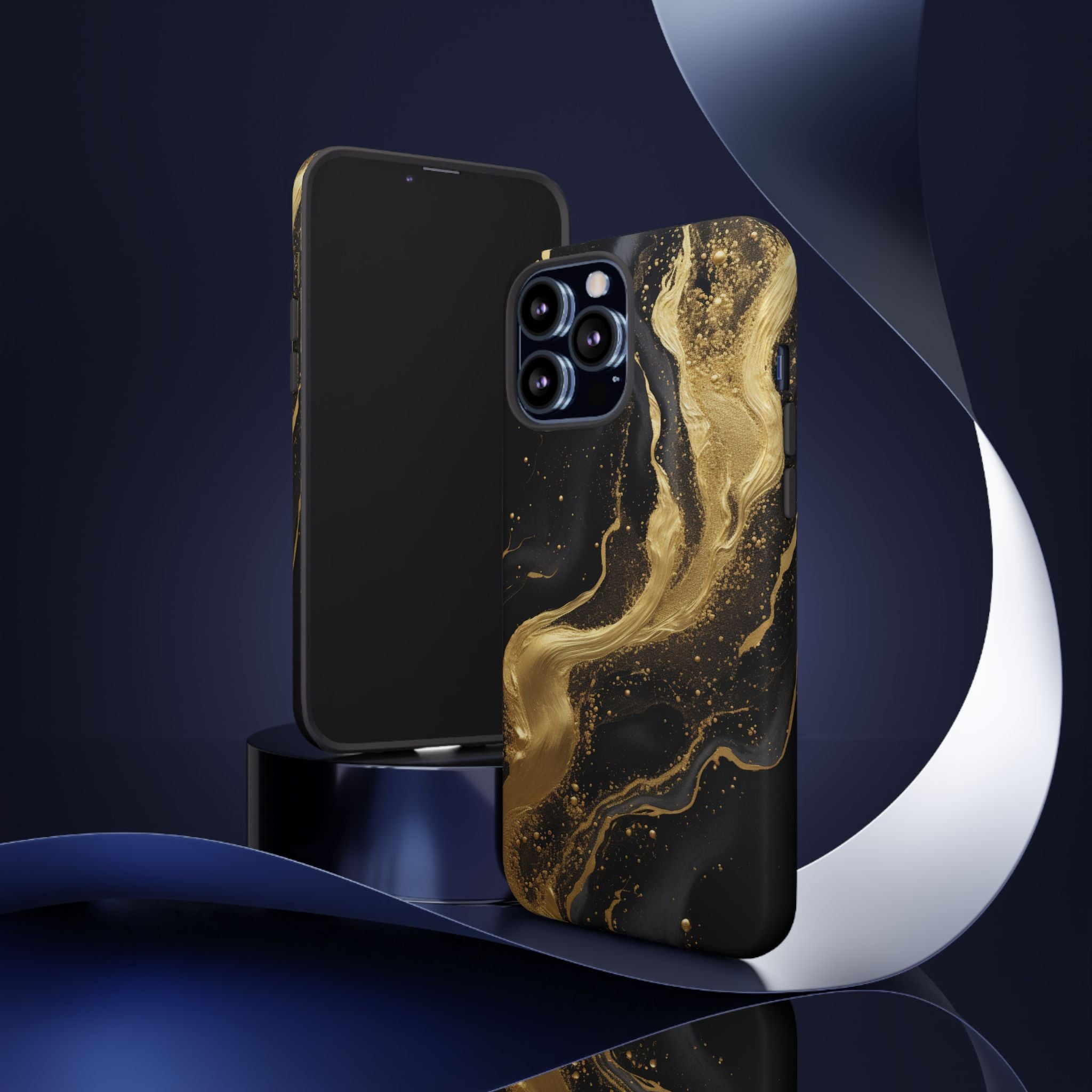 Golden Flow - Black &amp; Gold Marble Luxe Phone Case