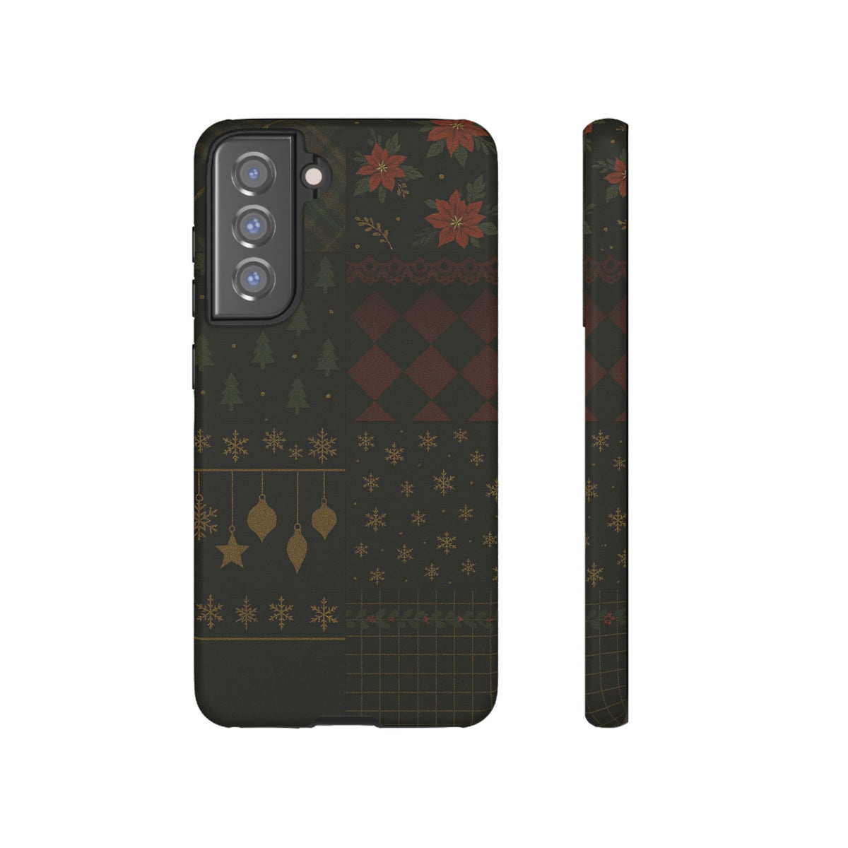 Black Luxury Phone Case for Christmas Festive Season - Tough design Samsung Galaxy S21 FE Matte