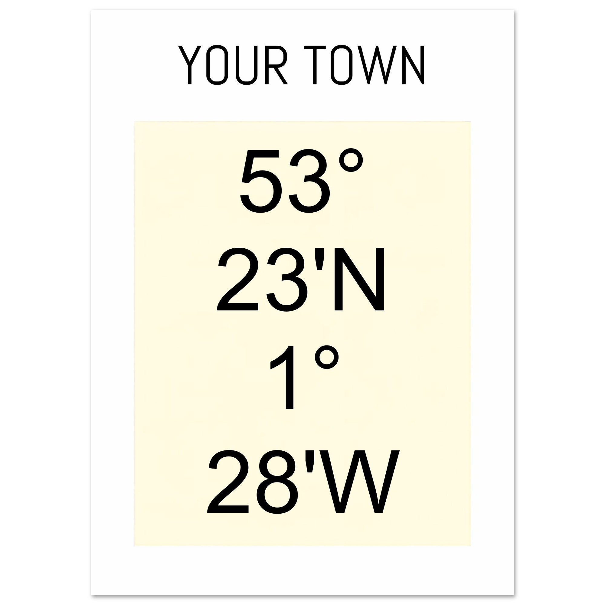 Personalized Map or Custom Location Coordinates Poster Print | Minimalist Unframed Wall Art Decor A3 A4 A5 13x18 cm 5x7″ Beige and Black