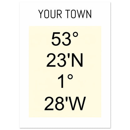 Personalized Map or Custom Location Coordinates Poster Print | Minimalist Unframed Wall Art Decor A3 A4 A5 13x18 cm 5x7″ Beige and Black