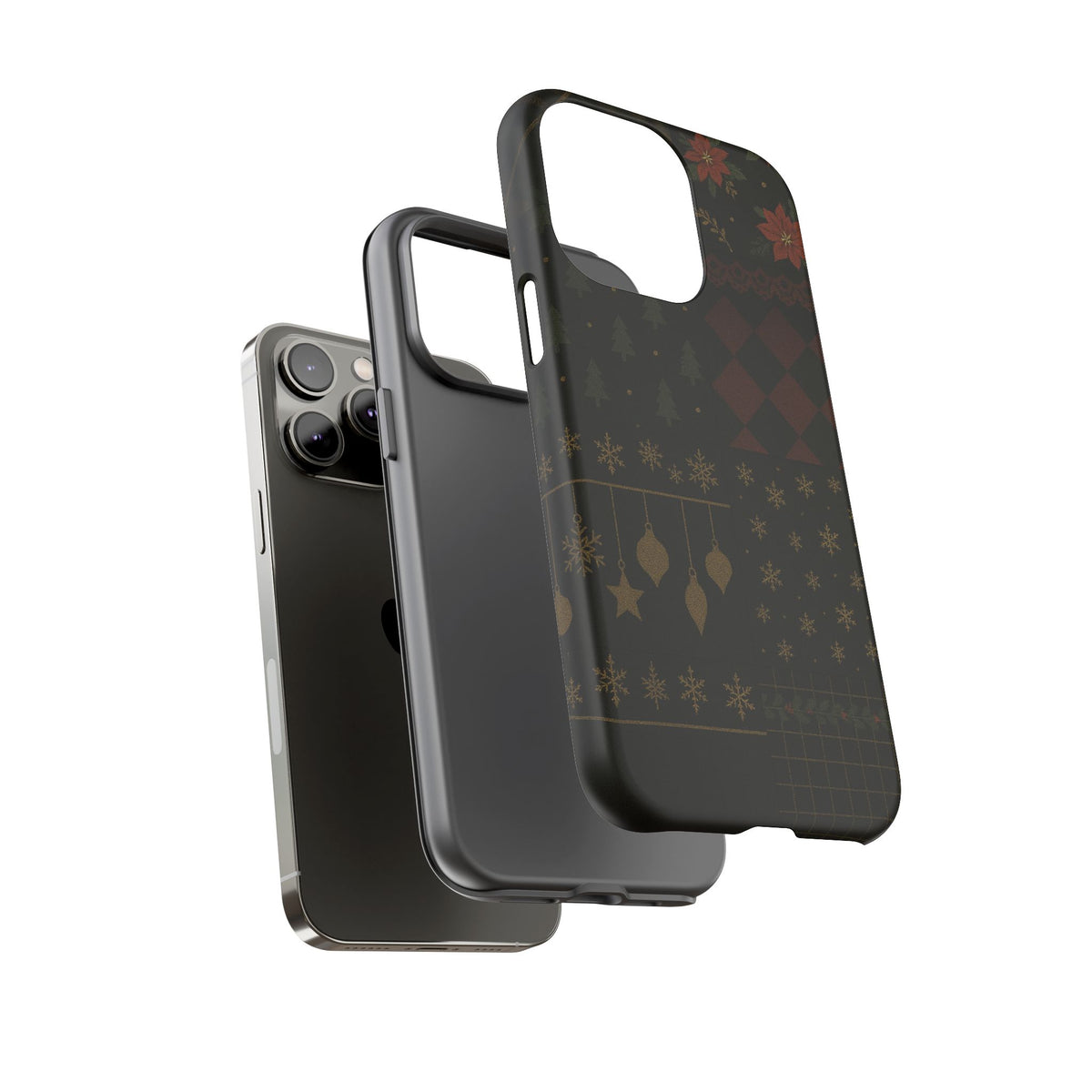 Black Luxury Phone Case for Christmas Festive Season - Tough design