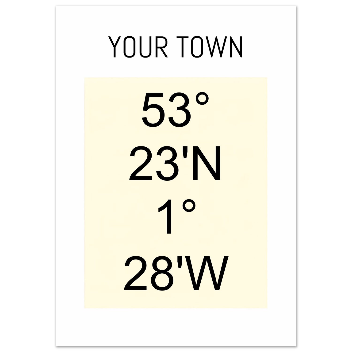 Personalized Map or Custom Location Coordinates Poster Print | Minimalist Unframed Wall Art Decor A3 A4 A5 A1 (59.4 x 84.1 cm) Beige and Black