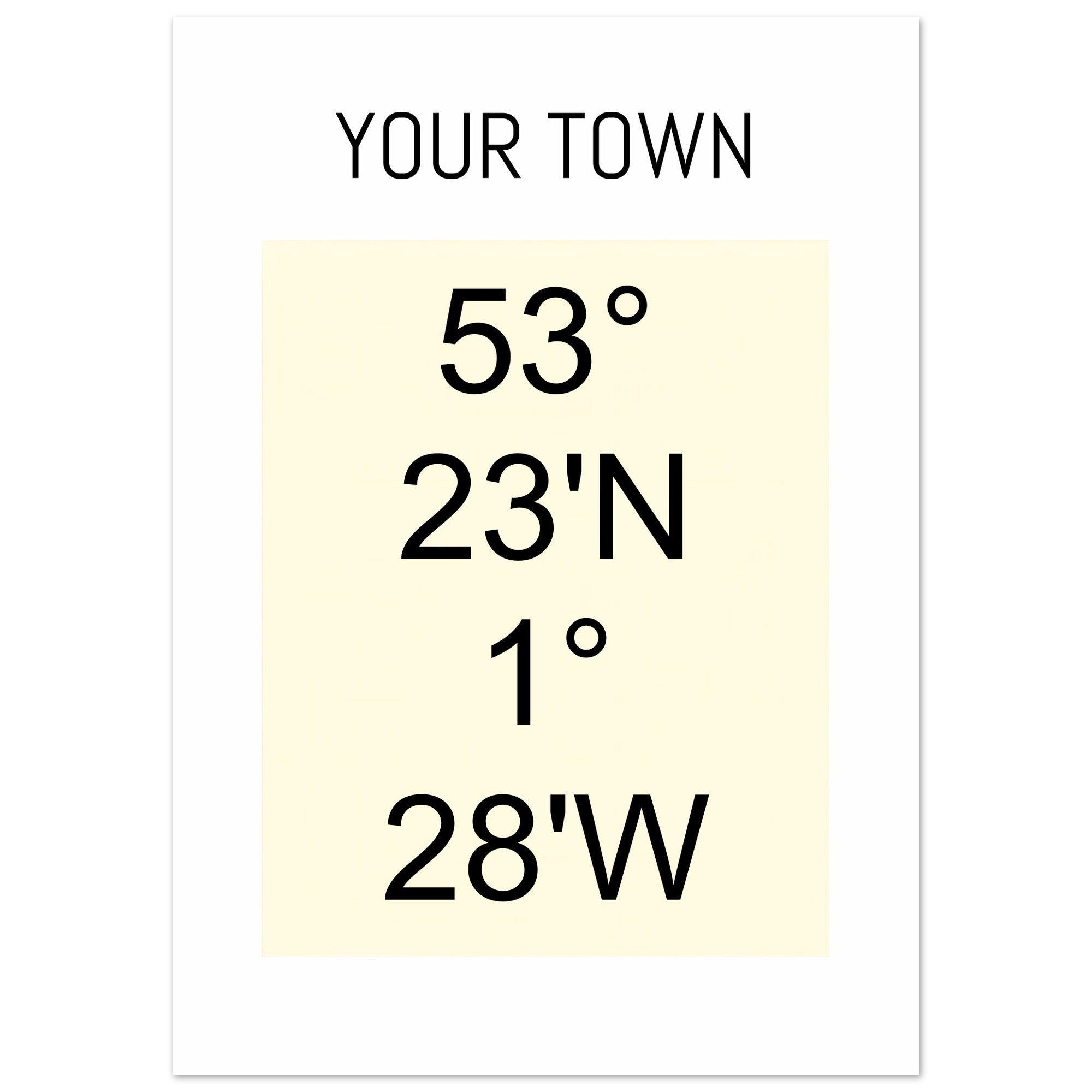 Personalized Map or Custom Location Coordinates Poster Print | Minimalist Unframed Wall Art Decor A3 A4 A5 A1 (59.4 x 84.1 cm) Beige and Black