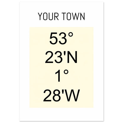 Personalized Map or Custom Location Coordinates Poster Print | Minimalist Unframed Wall Art Decor A3 A4 A5 A1 (59.4 x 84.1 cm) Beige and Black