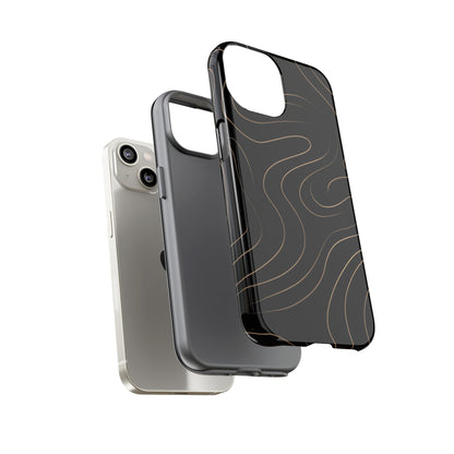 Noir Topograph - Black Minimalist Line Art Phone Case