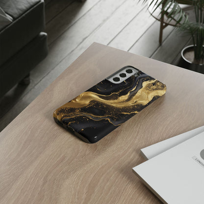 Golden Flow - Black &amp; Gold Marble Luxe Phone Case