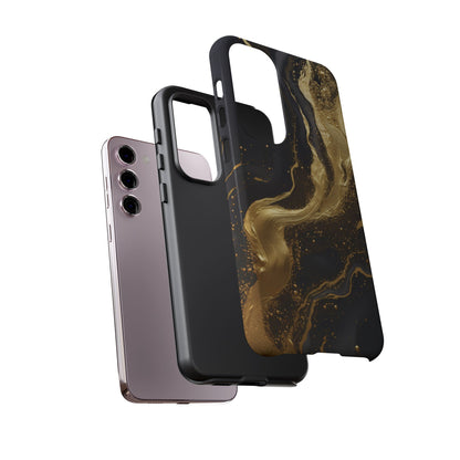 Golden Flow - Black &amp; Gold Marble Luxe Phone Case