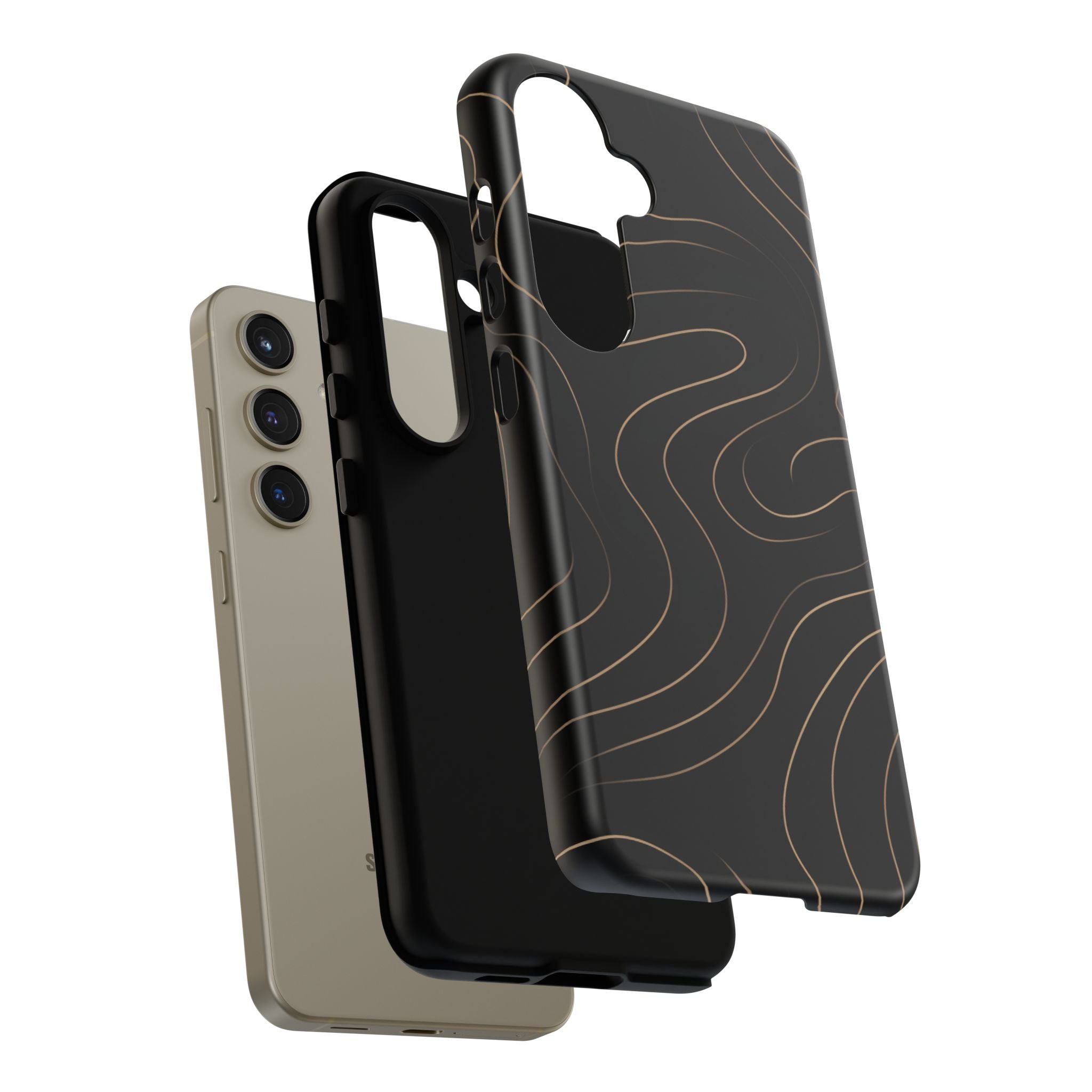 Noir Topograph - Black Minimalist Line Art Phone Case