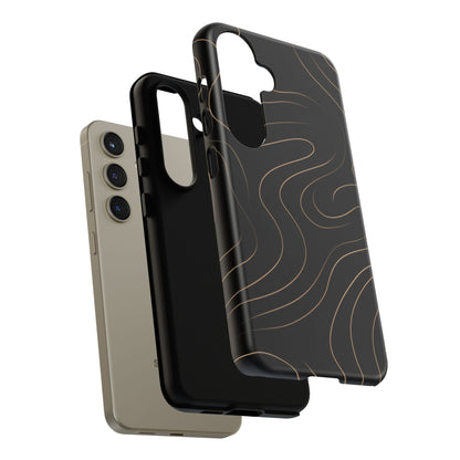Noir Topograph - Black Minimalist Line Art Phone Case