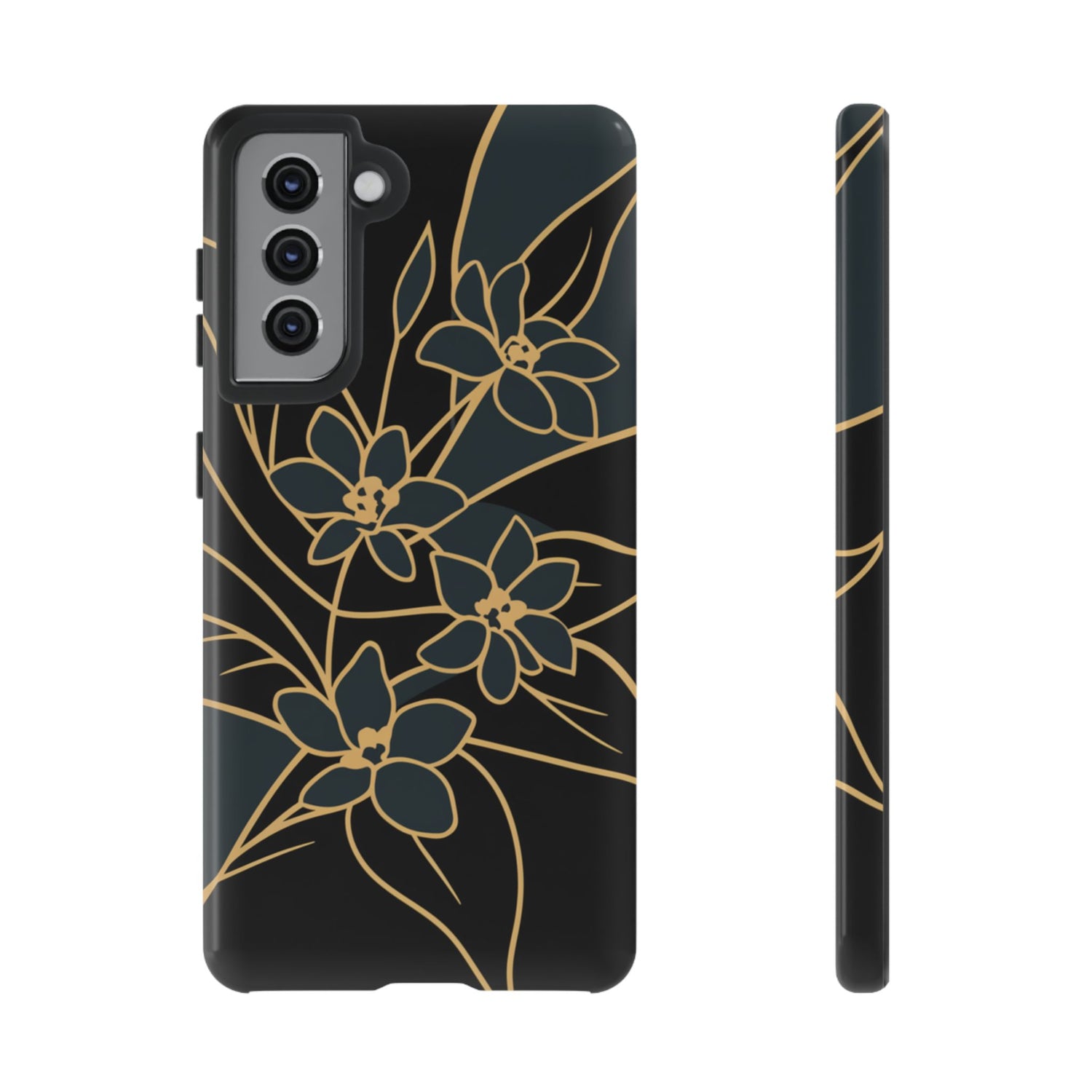 Golden Bloom - Elegant Floral Line Art Phone Case Samsung Galaxy S21 Glossy