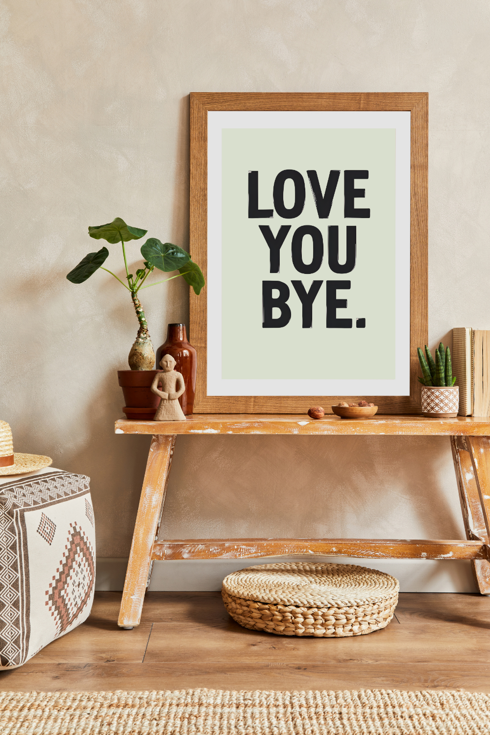 Love You Bye Typography Wall Art - Minimalist Quote Print