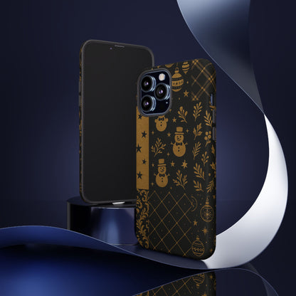 Black Festive Phone Case | Christmas Gift | Holiday Decor | Snowman Design | Tough Cases | Winter Celebration