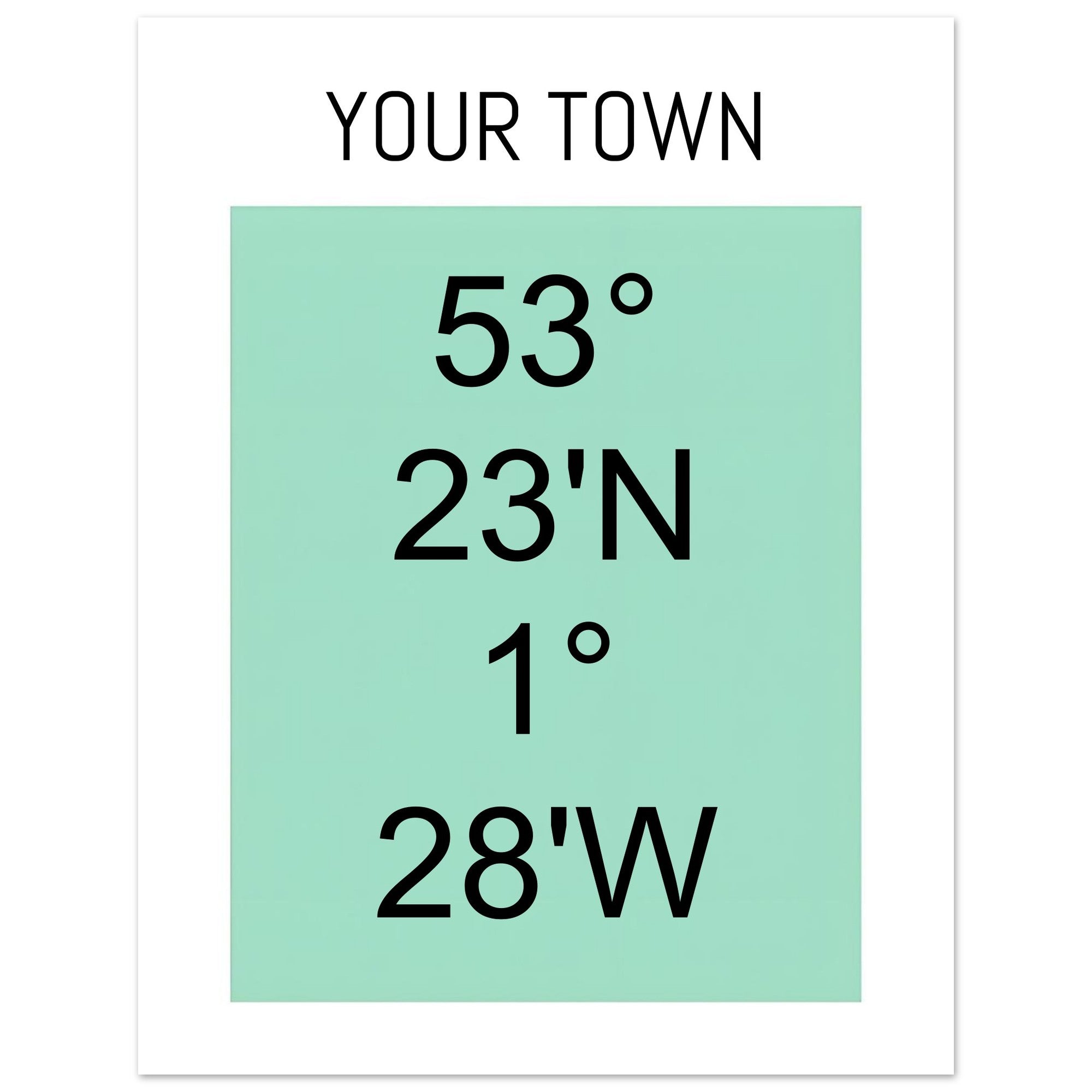 Personalized Map or Custom Location Coordinates Poster Print | Minimalist Unframed Wall Art Decor A3 A4 A5 27x35 cm 11x14″ Black and Green