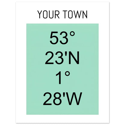 Personalized Map or Custom Location Coordinates Poster Print | Minimalist Unframed Wall Art Decor A3 A4 A5 27x35 cm 11x14″ Black and Green