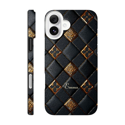 Personalized iPhone 16 and 15 Pro Max Cover,Luxury Checkers Pattern Tough Case,Custom Design,iPhone 16,15,14,13,12,11 iPhone 16 Plus