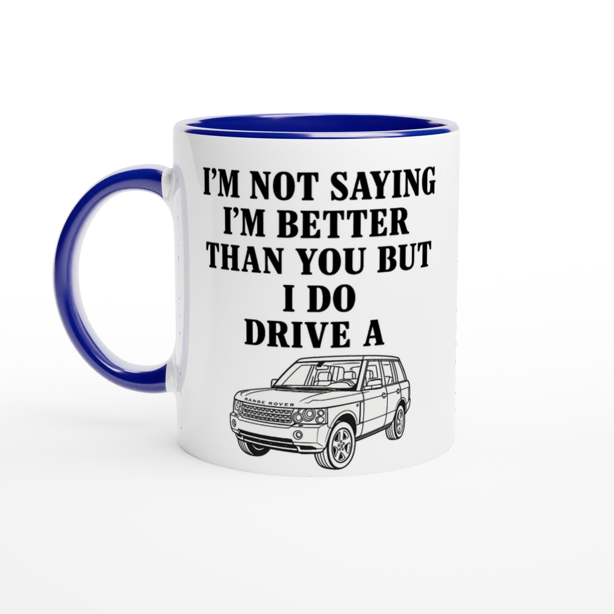 Range Rover Mug – Funny 11oz Coffee Cup for Luxury Car Lovers | Land Rover Gift Ceramic Blue