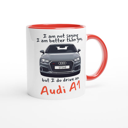 Personalized Audi Mug - 11oz Ceramic Coffee Cup for Car Lovers - Dishwasher &amp; Microwave Safe Ceramic Red