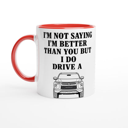 Funny Warrior Mug – 11oz Luxury Car Driver Gift, Bold Statement Coffee Cup, Mitsubishi Lover Gift for Him or Her Ceramic Red