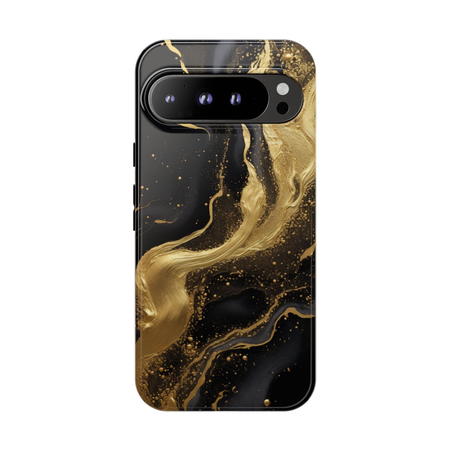 Golden Flow - Black &amp; Gold Marble Luxe Phone Case Google Pixel 9 Pro XL Glossy