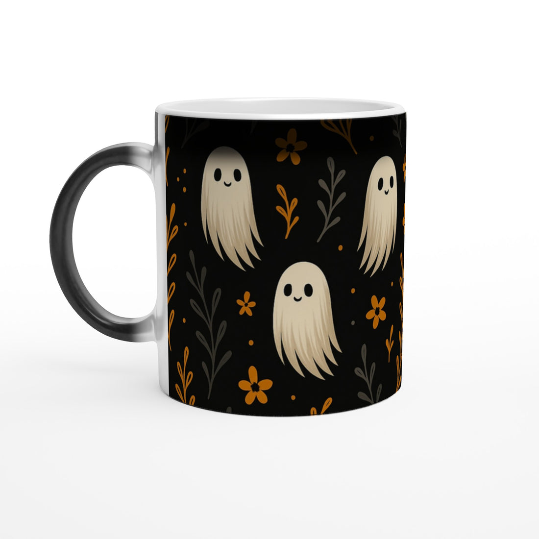 Cute Ghosts Halloween Mug - 11oz Ceramic Fall Decor Gift for Teachers - Magic Revealing Cup
