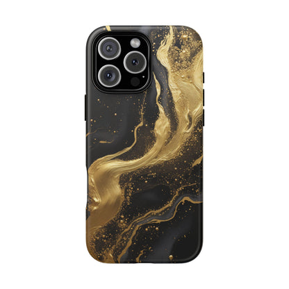 Golden Flow - Black &amp; Gold Marble Luxe Phone Case iPhone 16 Pro Max Matte