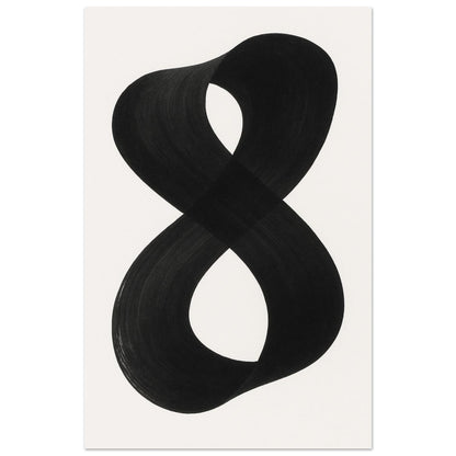 Infinity Abstract Brushstroke Art Print - Modern Minimalist Poster in Pink, Blue, Ochre, Black 28x43 cm XL (11x17″) Black