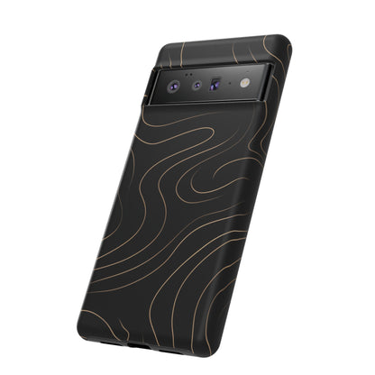 Noir Topograph - Black Minimalist Line Art Phone Case