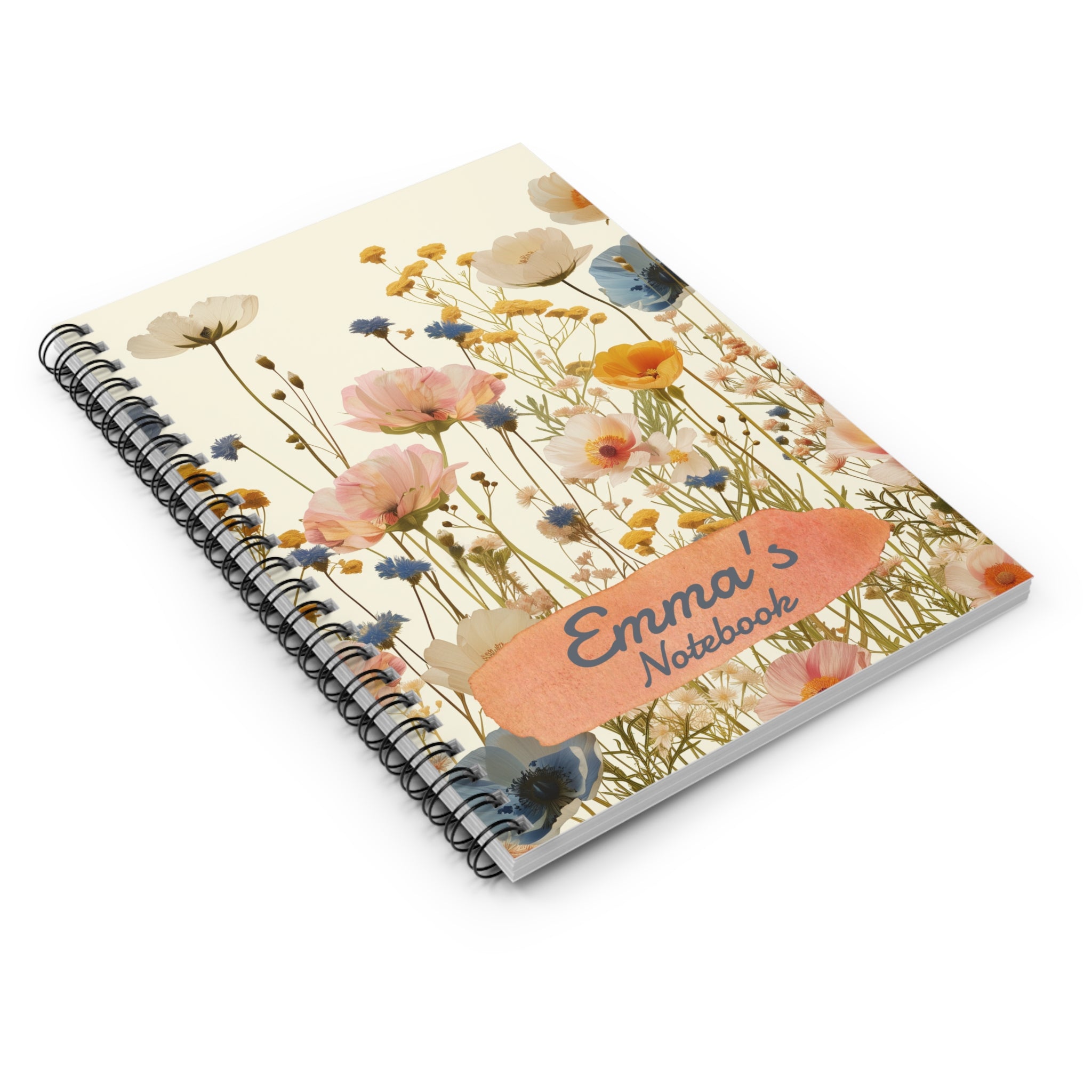 Floral Spiral Notebook, Personalized Gift for Students, Journaling, Back to School Supplies, Nature Lovers, Desk Decor