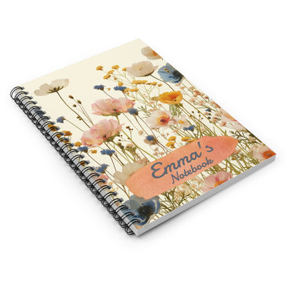 Floral Spiral Notebook, Personalized Gift for Students, Journaling, Back to School Supplies, Nature Lovers, Desk Decor