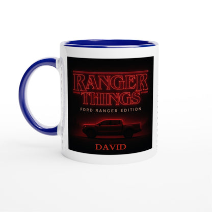 Personalized Ford Ranger Things Mug - Custom Offroad Car Lover Gift | 11oz Ceramic - Inspired by Stranger Things Ceramic Blue