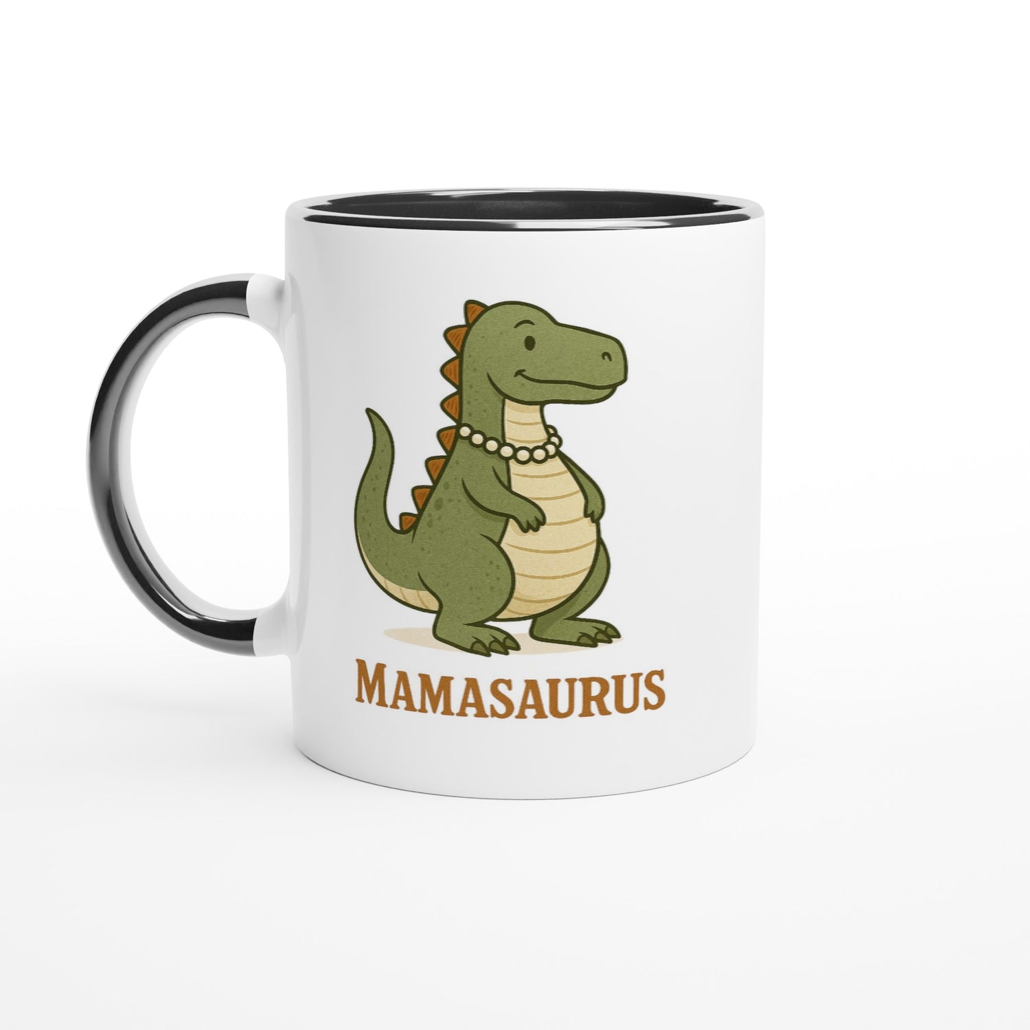 Mamasaurus Mug - Cute Dinosaur Coffee Cup - Perfect Gift for Moms Ceramic Black