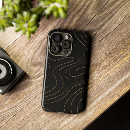 Noir Topograph - Black Minimalist Line Art Phone Case