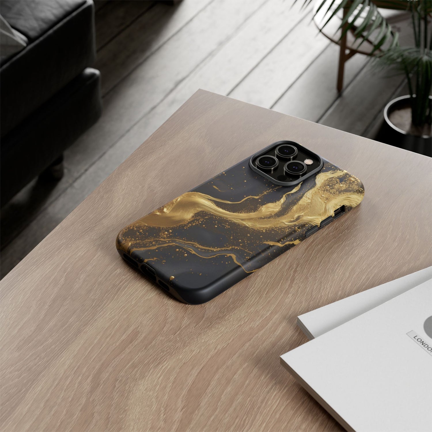 Golden Flow - Black &amp; Gold Marble Luxe Phone Case