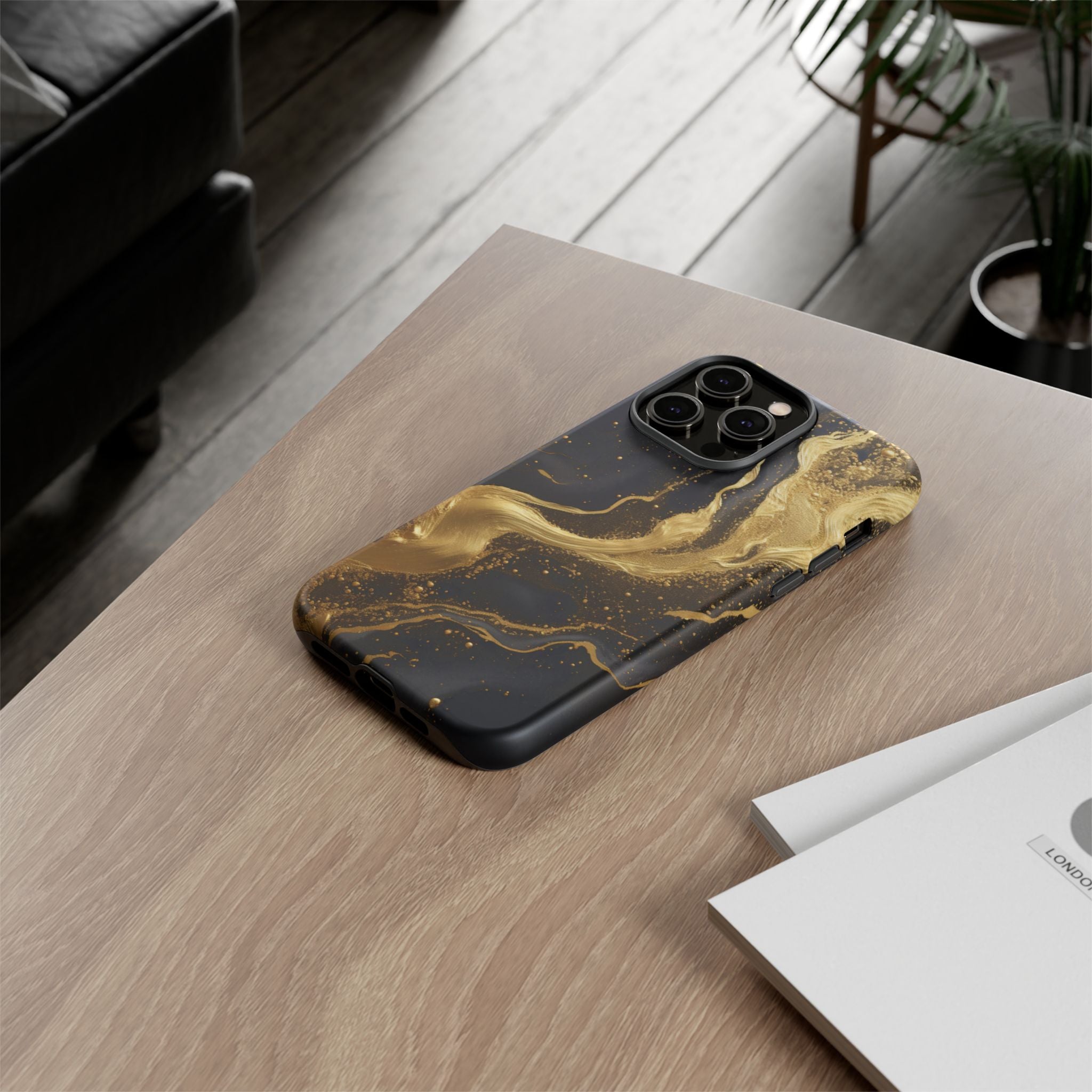 Golden Flow - Black &amp; Gold Marble Luxe Phone Case
