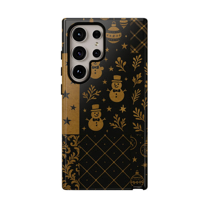 Black Festive Phone Case | Christmas Gift | Holiday Decor | Snowman Design | Tough Cases | Winter Celebration Samsung Galaxy S24 Ultra Glossy