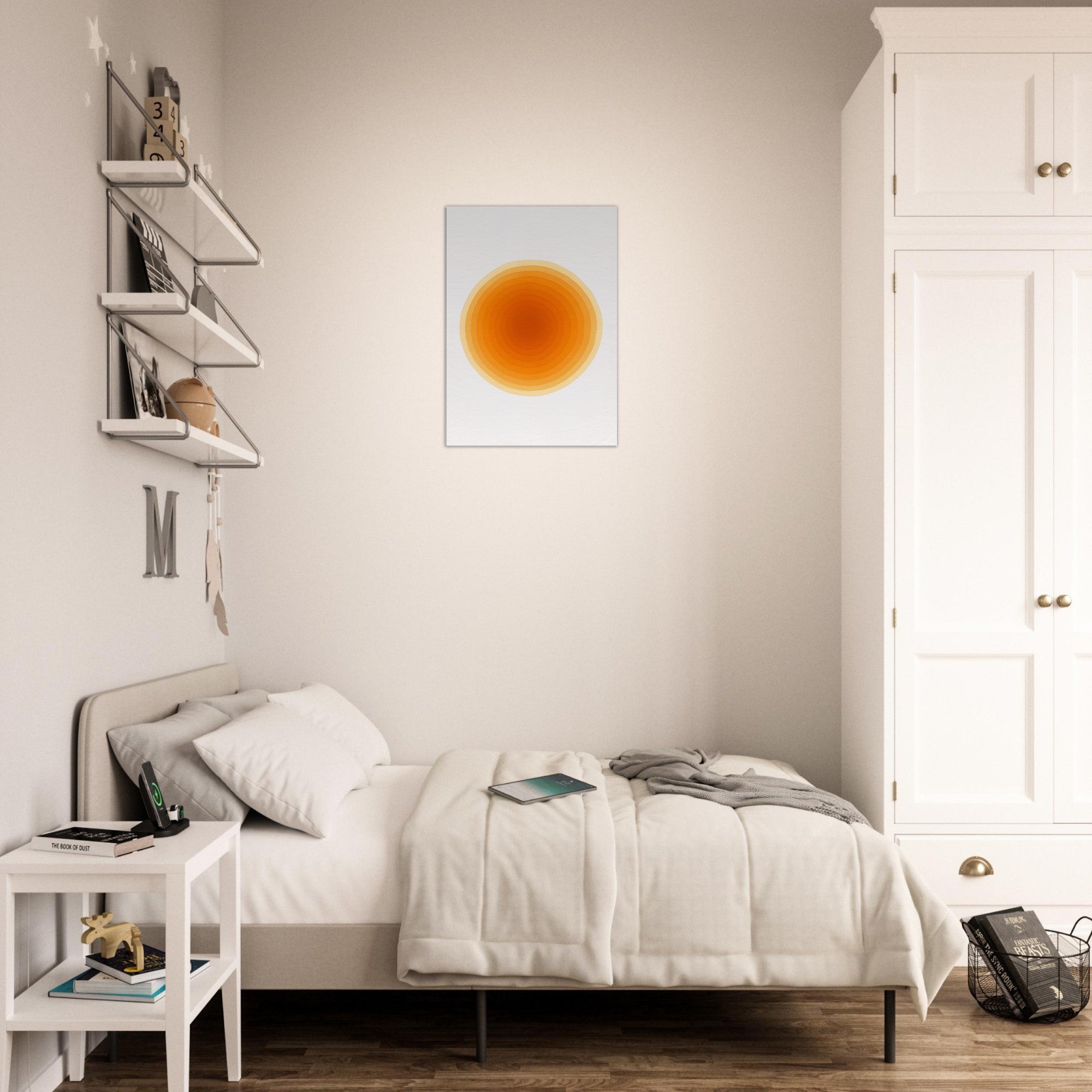 Solar Bloom - Radiant Orange Canvas - Abstract Watercolor Spiral Art Print - Slim Canvas - Wall Art
