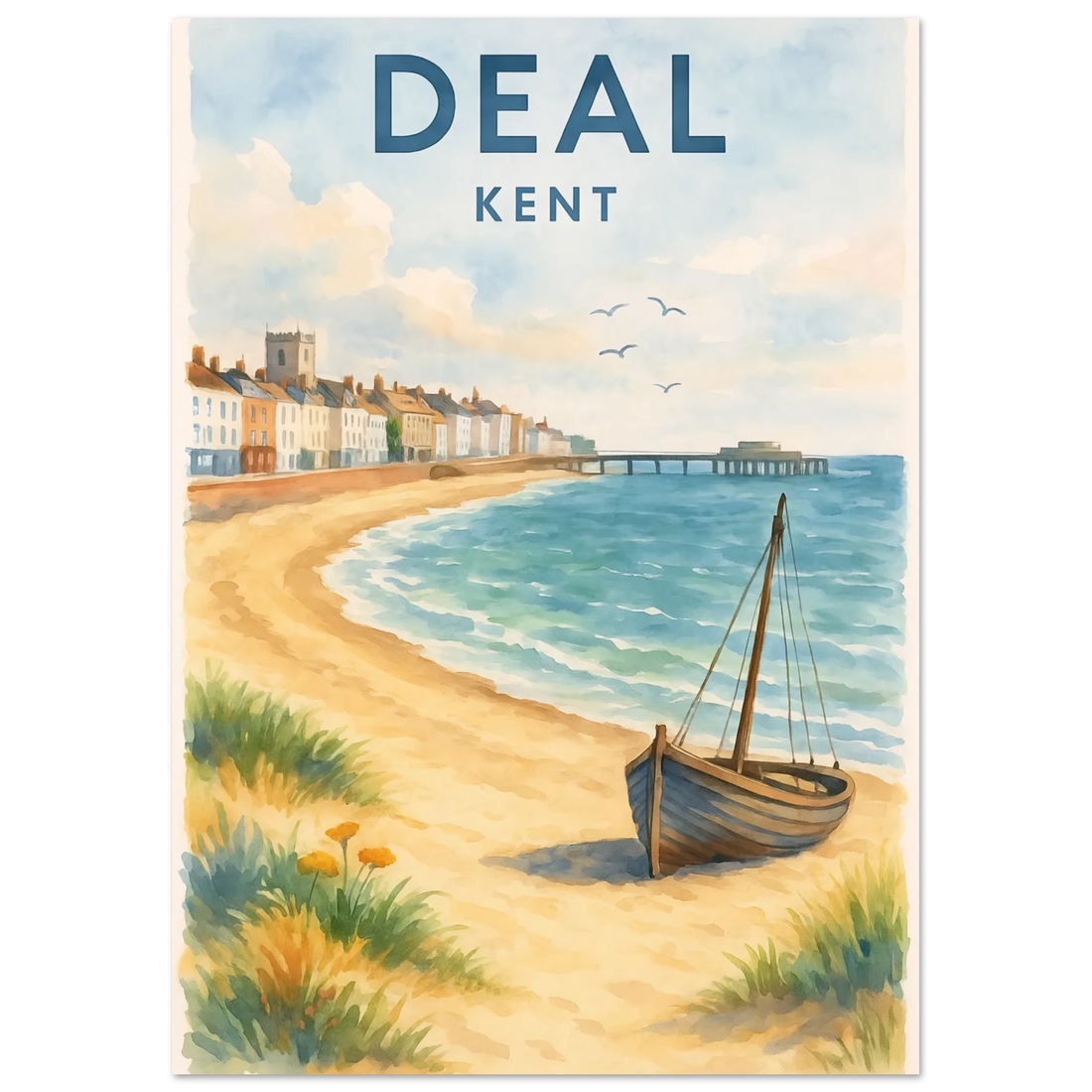 Kent Travel Poster: Watercolor Kentish Print, FSC Matte Paper 21x29.7 cm 8x12"