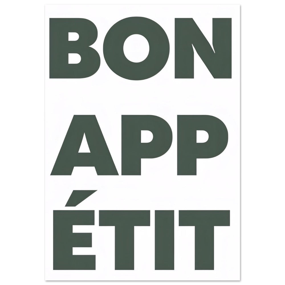 Bon Appétit Wall Art Poster, Unframed Dining Art Print in A0, A1, A2, A3, 8x12, 12x18, 16x24 30x40 Sizes, Matte Finish, Kitchen Poster A2 (42 x 59.4 cm) Style A - Beige